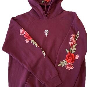 Women's Purple Floral Embroidered Hoodie